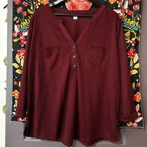 Old Navy XL Long Sleeved Maroon Shirt w/Buttons